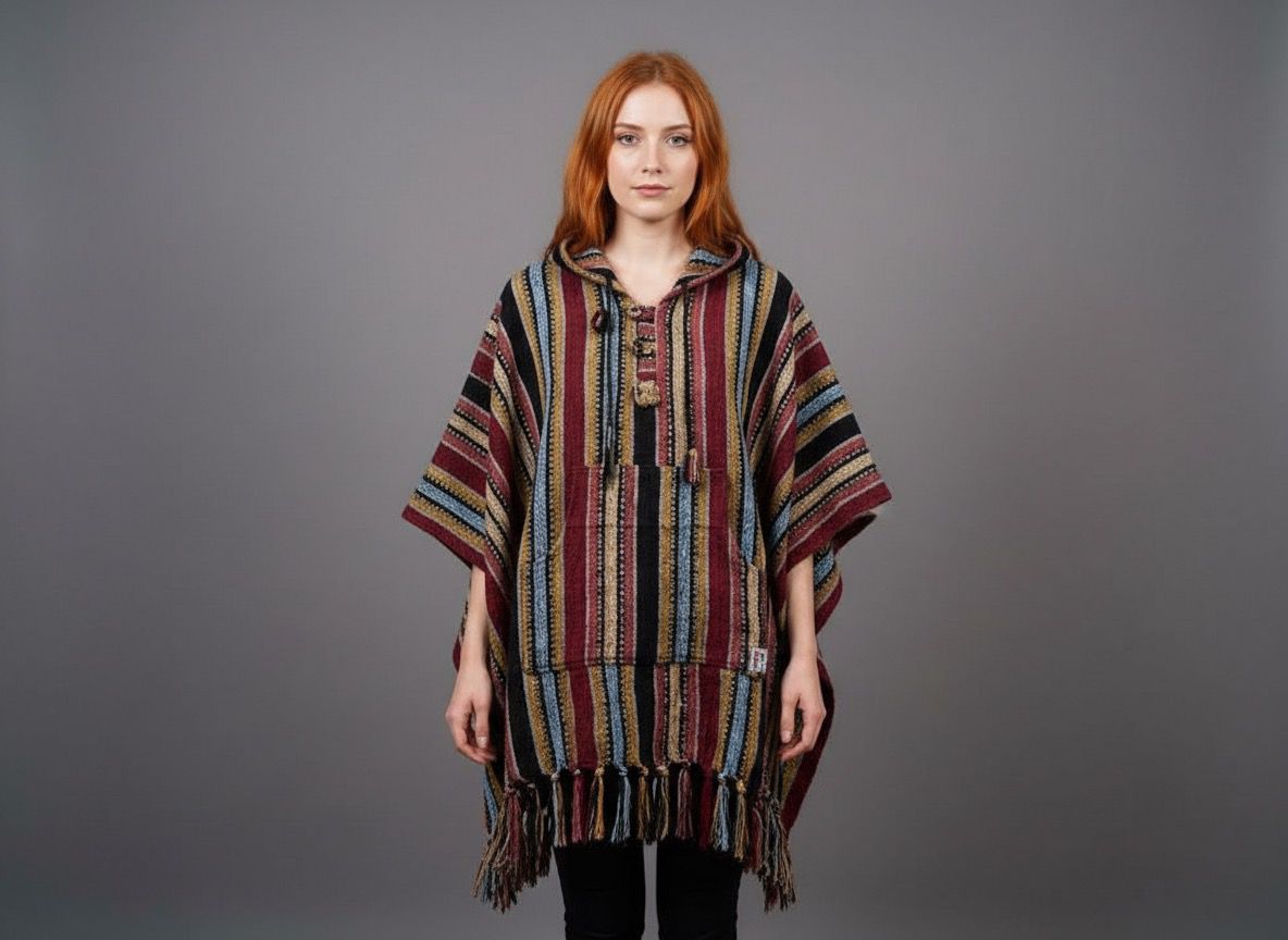 Poncho square "Burgundy Sunset"