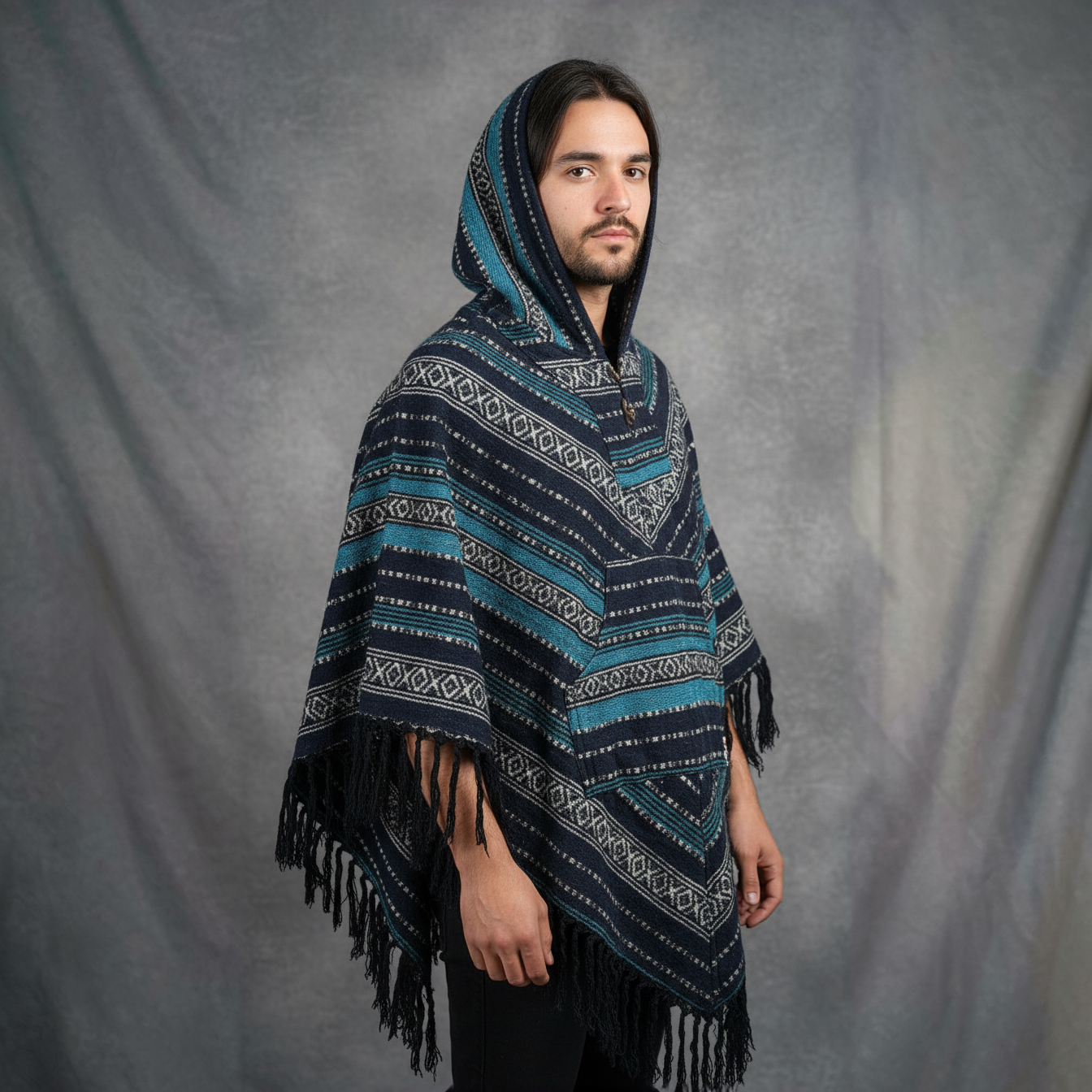Poncho diamond „Nordic Teal”