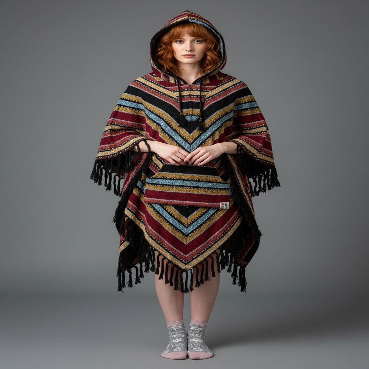 Poncho diamond „Burgundy Sunset"