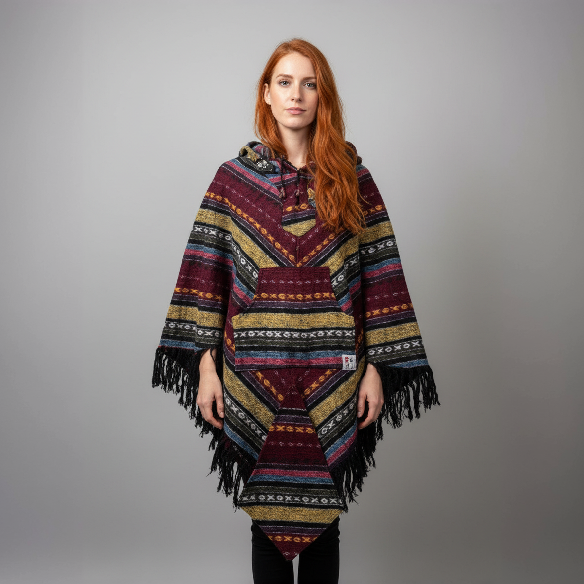 Poncho diamond „Burgundy Sunset"
