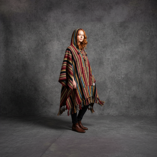Poncho square "Burgundy Sunset"