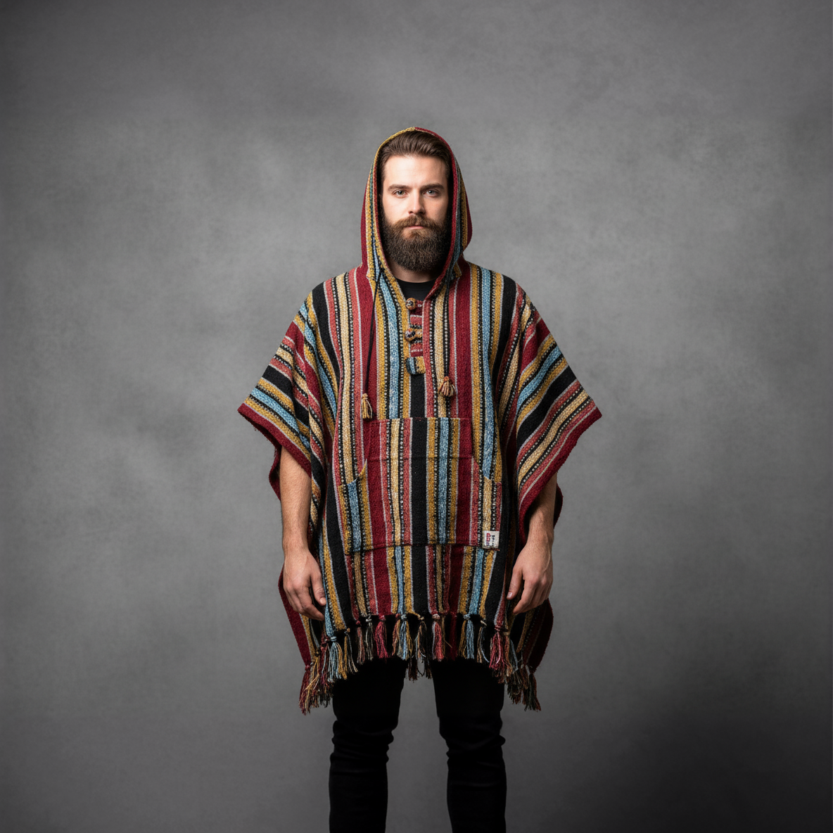 Poncho square "Burgundy Sunset"