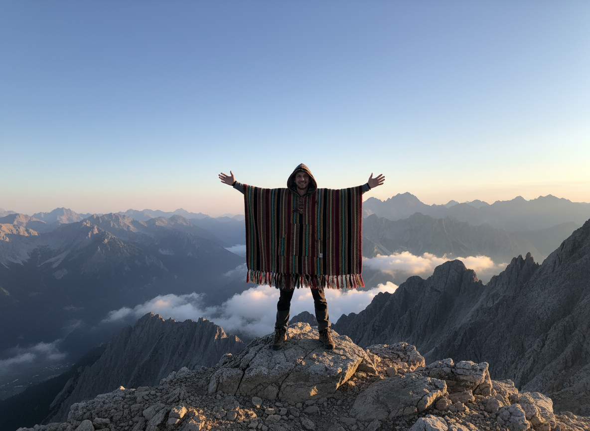 Poncho square "Burgundy Sunset"