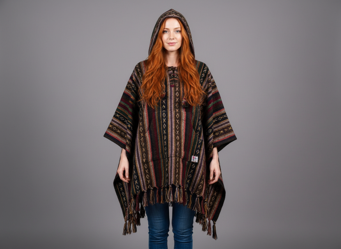 Poncho square "Earthlines"