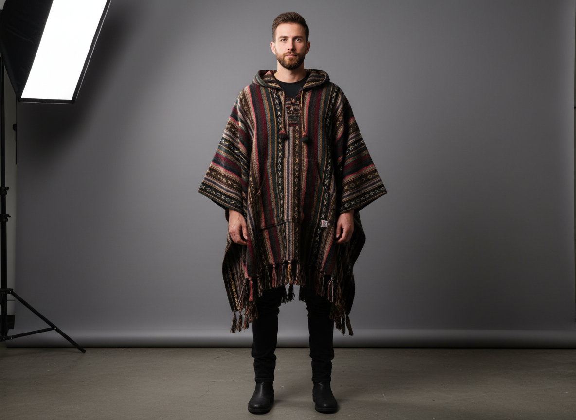 Poncho square "Earthlines"