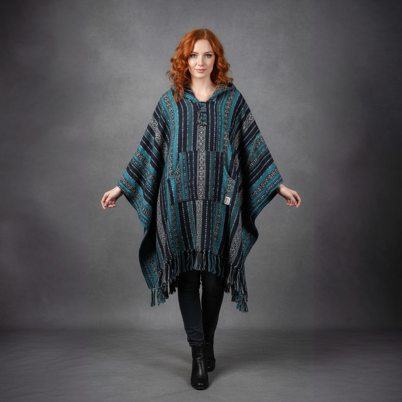 Poncho square "Nordic Teal"