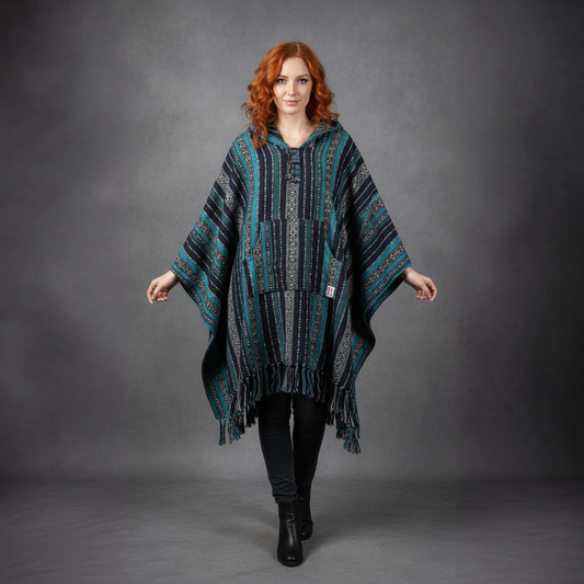 Poncho square "Nordic Teal"