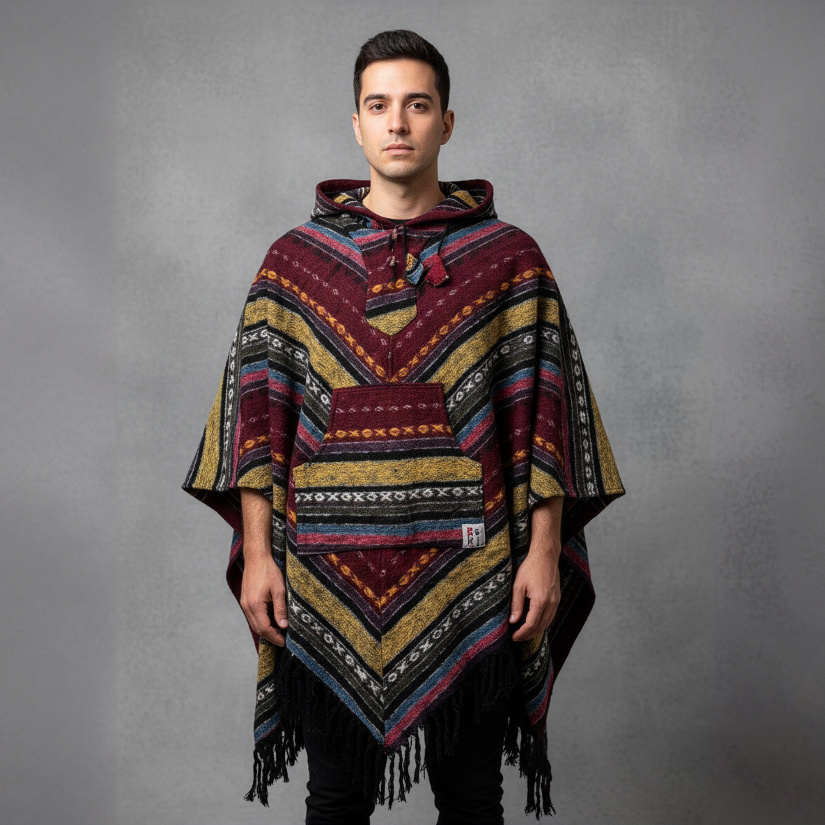 Poncho diamond „Burgundy Sunset"