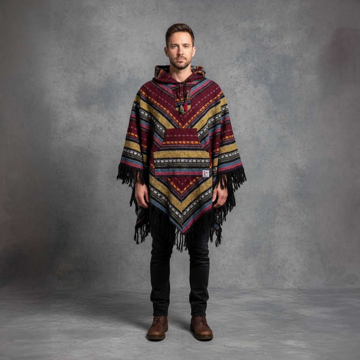 Poncho diamond „Burgundy Sunset"