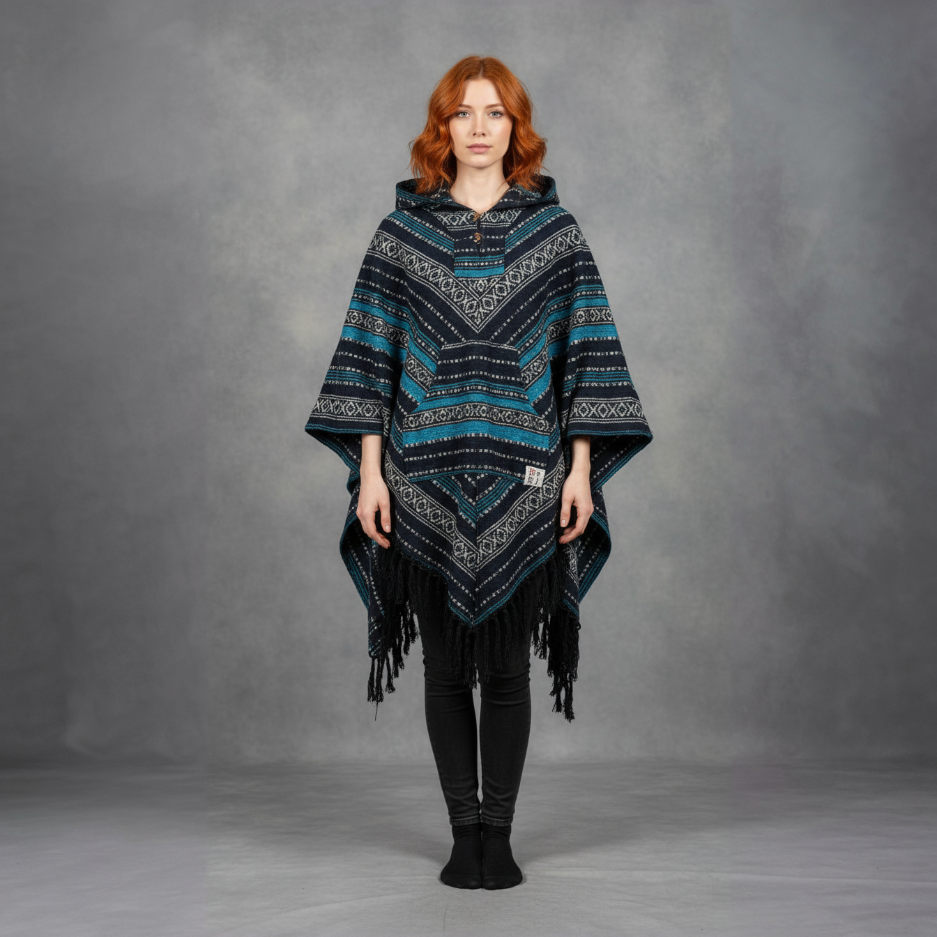 Poncho diamond „Nordic Teal”