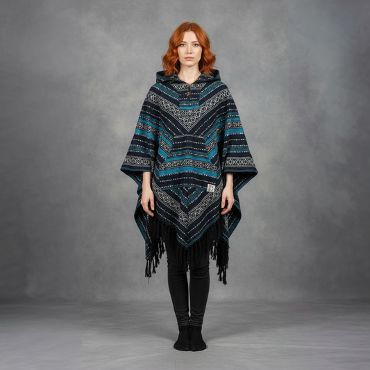 Poncho diamond „Nordic Teal”